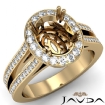 Oval Cut Semi Mount Diamond Engagement Ring 14k Yellow Gold Halo Setting 0.94Ct - javda.com 