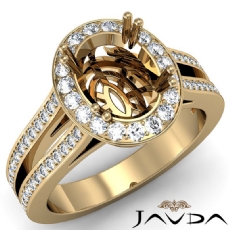 Oval Cut Semi Mount Diamond Engagement Ring 14k Gold Yellow Halo Setting  (0.94Ct. tw.)