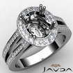 Oval Cut Semi Mount Diamond Engagement Ring 14k White Gold Halo Setting 0.94Ct - javda.com 