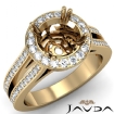 Diamond Engagement Ring 18k Yellow Gold Halo Setting Round Cut Semi Mount 0.85Ct - javda.com 