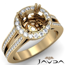 Diamond Engagement Ring 18k Gold Yellow Halo Setting Round Cut Semi Mount  (0.85Ct. tw.)