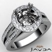 Diamond Engagement Ring 14k White Gold Halo Setting Round Cut Semi Mount 0.85Ct - javda.com 