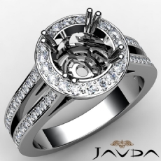 Diamond Engagement Ring 14K White Gold Halo Setting Round Cut Semi Mount 0.85CT