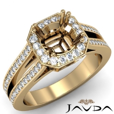 Halo Setting Round Cut Diamond Engagement Ring 14k Gold Yellow Semi Mount  (0.96Ct. tw.)