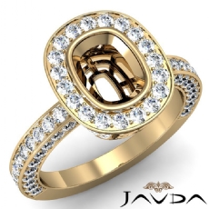 Diamond Engagement Bezel Halo Setting Cushion Semi Mount Ring 14k Gold Yellow  (1.54Ct. tw.)