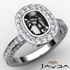 Diamond Engagement Bezel Halo Setting Cushion Semi Mount Ring 14k W Gold 1.54Ct