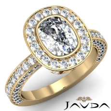 Bezel Halo Fine Pave Set diamond Ring 14k Gold Yellow