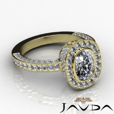 Bezel Halo Fine Pave Set diamond Ring 14k Gold Yellow