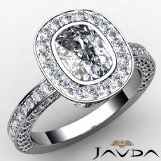 Bezel Halo Fine Pave Set diamond Ring 14k Gold White
