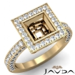 Princess Semi Mount Diamond Engagement Bezel Halo Set Ring 18k Yellow Gold 1.48Ct - javda.com 