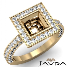Princess Semi Mount Diamond Engagement Bezel Halo Set Ring 14k Gold Yellow  (1.48Ct. tw.)