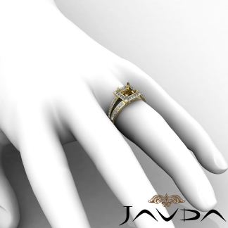 0.55Ct Diamond Engagement Ring Halo Setting 14k Gold Yellow Princess Semi Mount