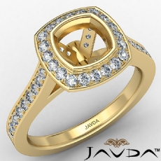 Diamond Engagement Ring Cushion Semi Mount Halo Setting 14k Gold Yellow (0.5Ct. tw.)