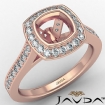 0.5Ct Diamond Engagement Ring Cushion Semi Mount Halo Setting 14k Rose Gold - javda.com 