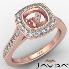 Diamond Engagement Ring Cushion Semi Mount Halo Setting 14k Rose Gold (0.5Ct. tw.)