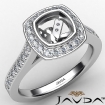 0.5Ct Diamond Engagement Ring Cushion Semi Mount Halo Setting 14k White Gold - javda.com 