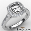 0.5Ct Diamond Engagement Ring Cushion Semi Mount Halo Setting Platinum 950 - javda.com 