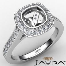 0.50 Ctw. Diamond Engagement Ring Cushion Semi Mount Halo Setting 14K White Gold