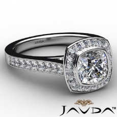 Micro Halo Pave Bezel Set diamond Ring 14k Gold White