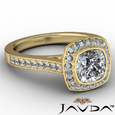 Micro Halo Pave Bezel Set diamond Ring 14k Gold Yellow