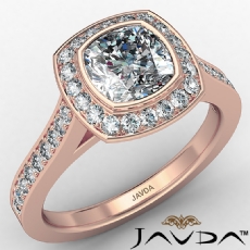 Micro Halo Pave Bezel Set diamond Ring 18k Rose Gold