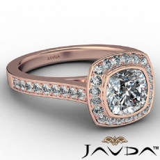 Micro Halo Pave Bezel Set diamond Ring 14k Rose Gold