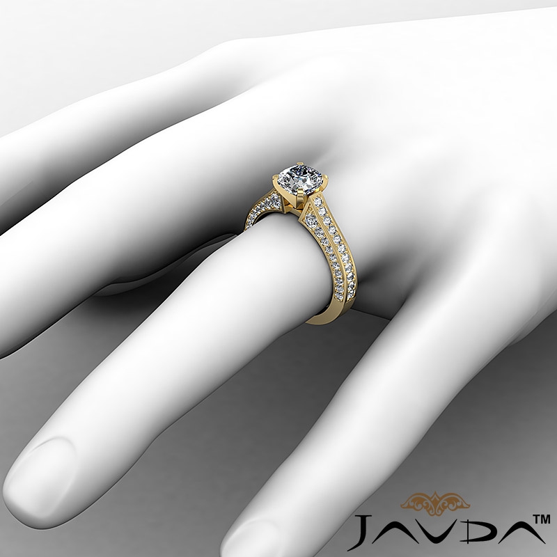Micro Pave Setting Cathedral diamond Ring 14k Gold Yellow