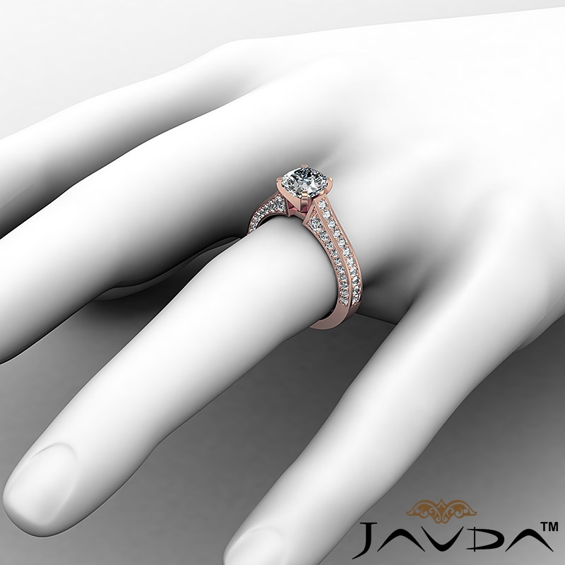 Micro Pave Setting Cathedral diamond Ring 14k Rose Gold