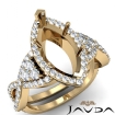 Marquise Semi Mount Diamond Engagement Halo Pre-Set Ring 18k Yellow Gold 1.68Ct - javda.com 