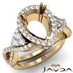 Diamond Engagement Pear Semi Mount 18k Yellow Gold Halo Pave Setting Ring 1.7Ct - javda.com 