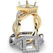 Halo Pre-Set Diamond Engagement Ring Princess Semi Mount 14k Yellow Gold 1.65Ct - javda.com 