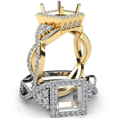 Halo Pre-Set Diamond Engagement Ring Princess Semi Mount 18k Gold Yellow  (1.65Ct. tw.)