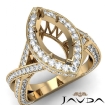 Halo Pave Setting Diamond Engagement Ring Marquise Semi Mount 14k Yellow Gold 1.55Ct - javda.com 