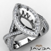 Halo Pave Setting Diamond Engagement Ring Marquise Semi Mount 14k White Gold 1.55Ct - javda.com 