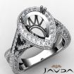 Diamond Engagement Pear Semi Mount Halo Pave Setting Ring 18k White Gold 1.45Ct - javda.com 