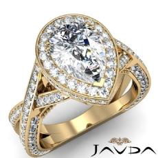 Crown Halo Filigree Basket diamond Ring 18k Gold Yellow