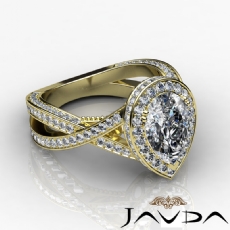 Crown Halo Filigree Basket diamond Ring 14k Gold Yellow