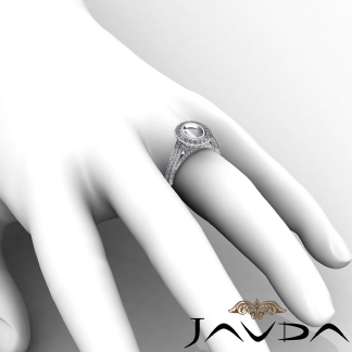 1.25Ct Halo Pave Setting Diamond Engagement Oval Semi Mount Ring 18k Gold White