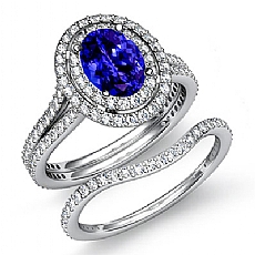 Double Halo Bridal Set diamond Ring 18k Gold White