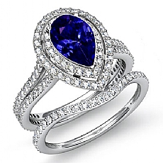 Gala Halo Pave Bridal Set diamond Ring 18k Gold White