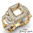 Diamond Engagement Halo Pave Setting Asscher Semi Mount Ring 14k Yellow Gold 1.32Ct - javda.com 