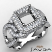 Diamond Engagement Halo Pave Setting Asscher Semi Mount Ring 18k White Gold 1.32Ct - javda.com 