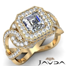 Interlocking Shank Circa Halo diamond Ring 14k Gold Yellow