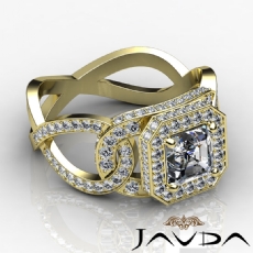 Interlocking Shank Circa Halo diamond Ring 18k Gold Yellow