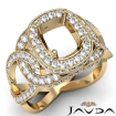 Cushion Semi Mount Halo Pave Setting Diamond Engagement Ring 18k Yellow Gold 1.28Ct - javda.com 