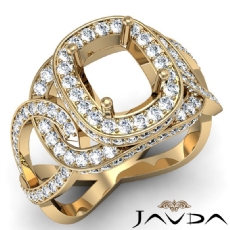 Cushion Semi Mount Halo Pave Setting Diamond Engagement Ring 14k Gold Yellow  (1.28Ct. tw.)