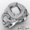 Cushion Semi Mount Halo Pave Setting Diamond Engagement Ring Platinum 950 1.28Ct - javda.com 