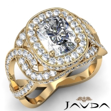 Halo Pave Interlocking Shank diamond Ring 18k Gold Yellow