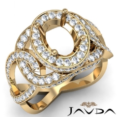 Halo Pave Setting Oval Semi Mount Diamond Engagement Ring 18k Gold Yellow  (1.33Ct. tw.)