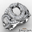 Halo Pave Setting Oval Semi Mount Diamond Engagement Ring 18k White Gold 1.33Ct - javda.com 